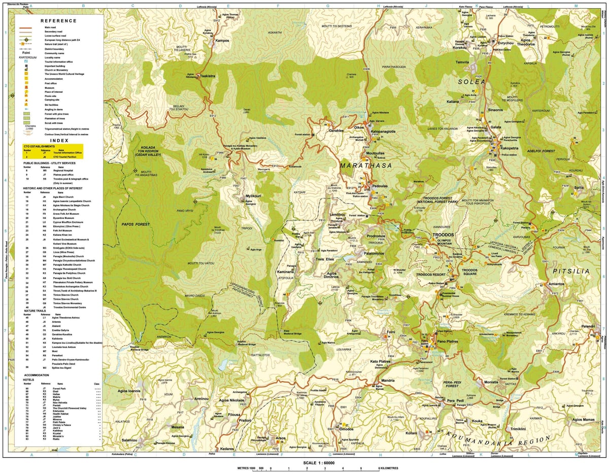 ನಕ್ಷೆ troodos ಪರ್ವತಗಳು ಸೈಪ್ರಸ್