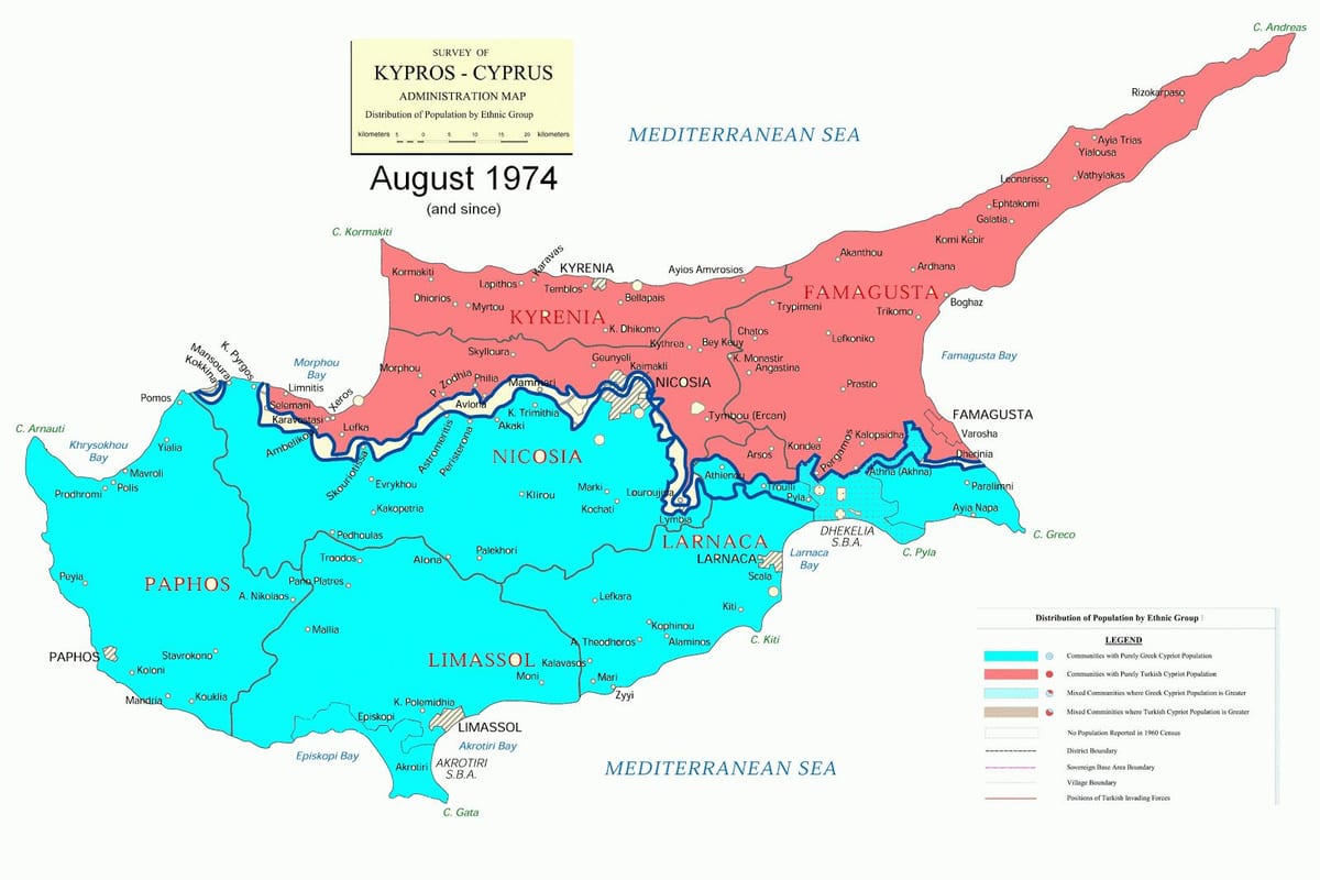 ನಕ್ಷೆ ಸೈಪ್ರಸ್ ವಿಭಾಗ