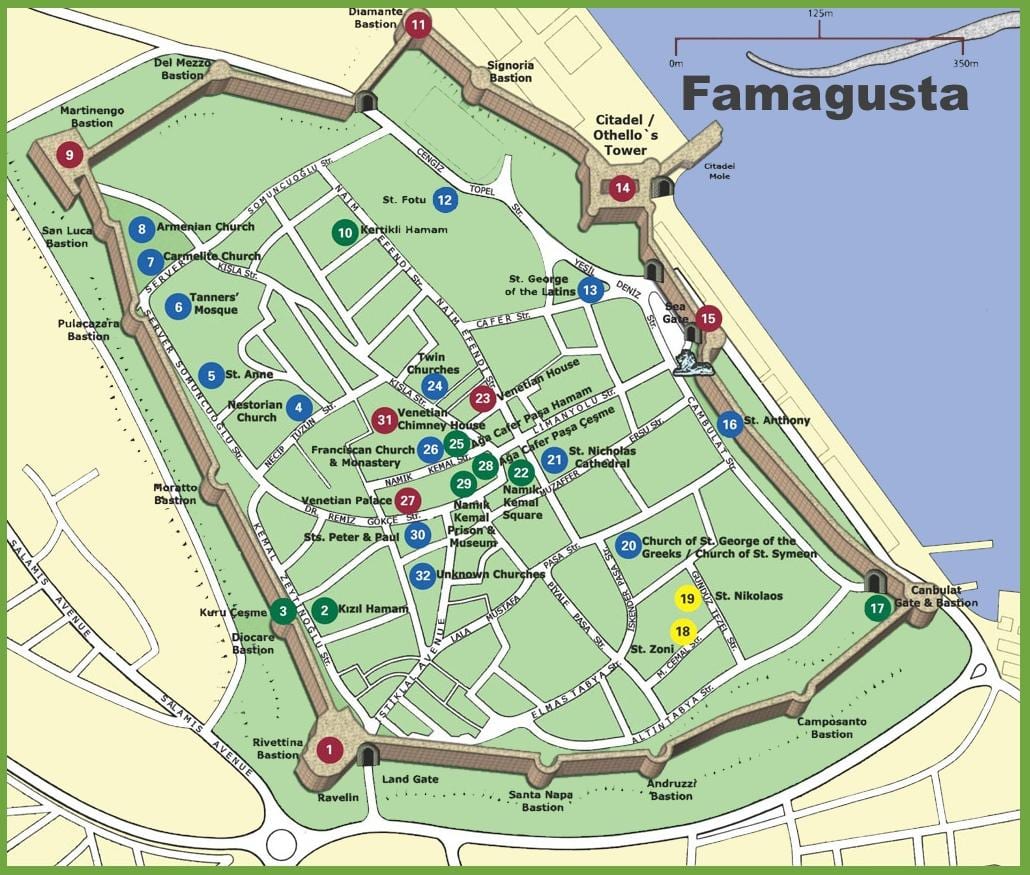 ನಕ್ಷೆ famagusta ಉತ್ತರ ಸೈಪ್ರಸ್