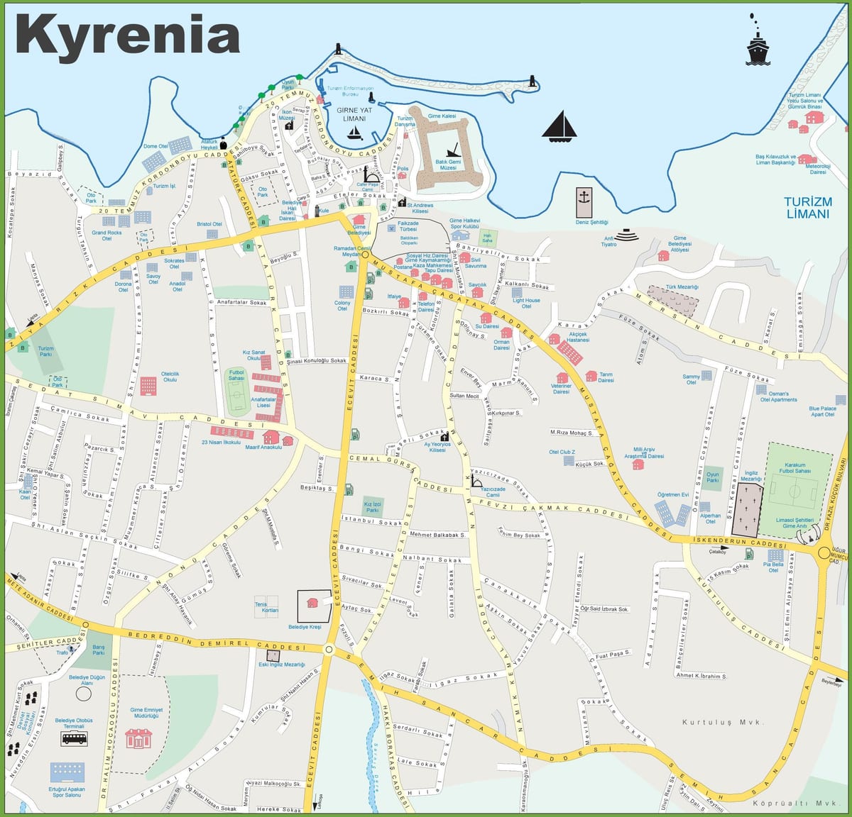 ನಕ್ಷೆ ಉತ್ತರ ಸೈಪ್ರಸ್ kyrenia