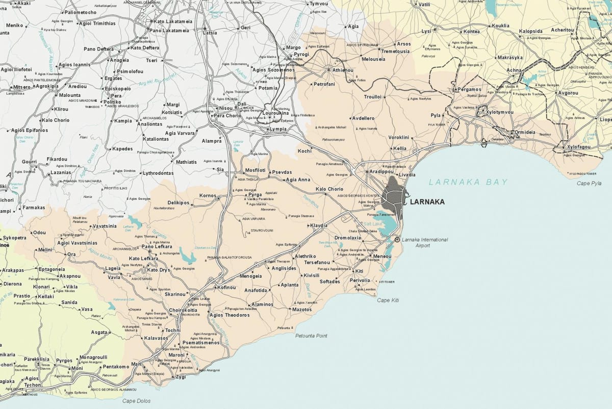 ನಕ್ಷೆ larnaca ಸೈಪ್ರಸ್